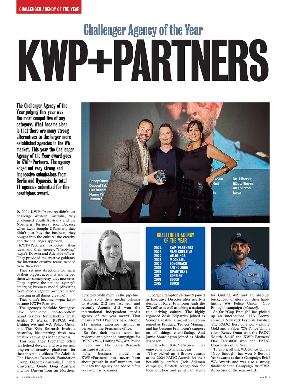 KWP+Partners claims hotly contested Campaign Brief WA 2025 Challenger Agency of the Year title